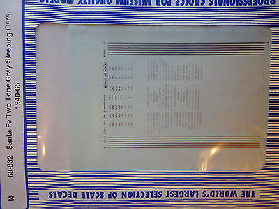 Microscale Decal N #60-832 Santa Fe Passenger Car - Streamlined - Sleeping Car