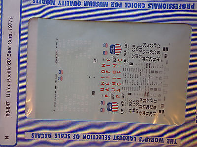 Microscale Decal N #60-847 Union Pacific 60' Beer Cars, (1977+)-Box Car - Insul