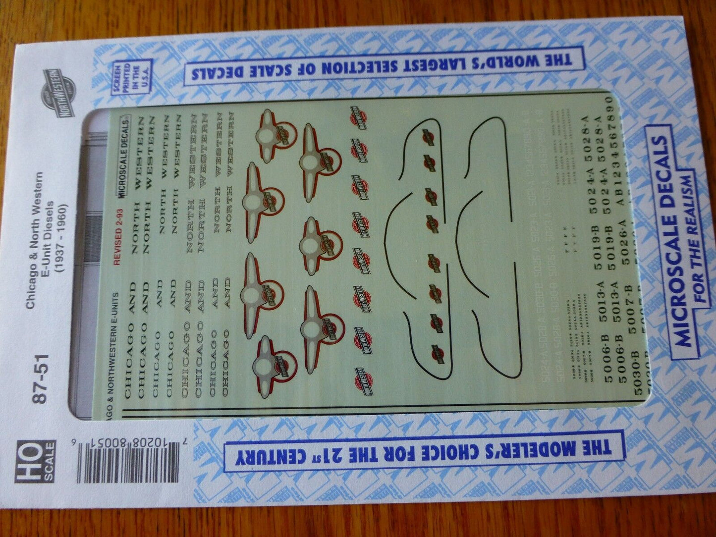 Microscale Decal HO #87-51 C&NW Diesel - E-Units