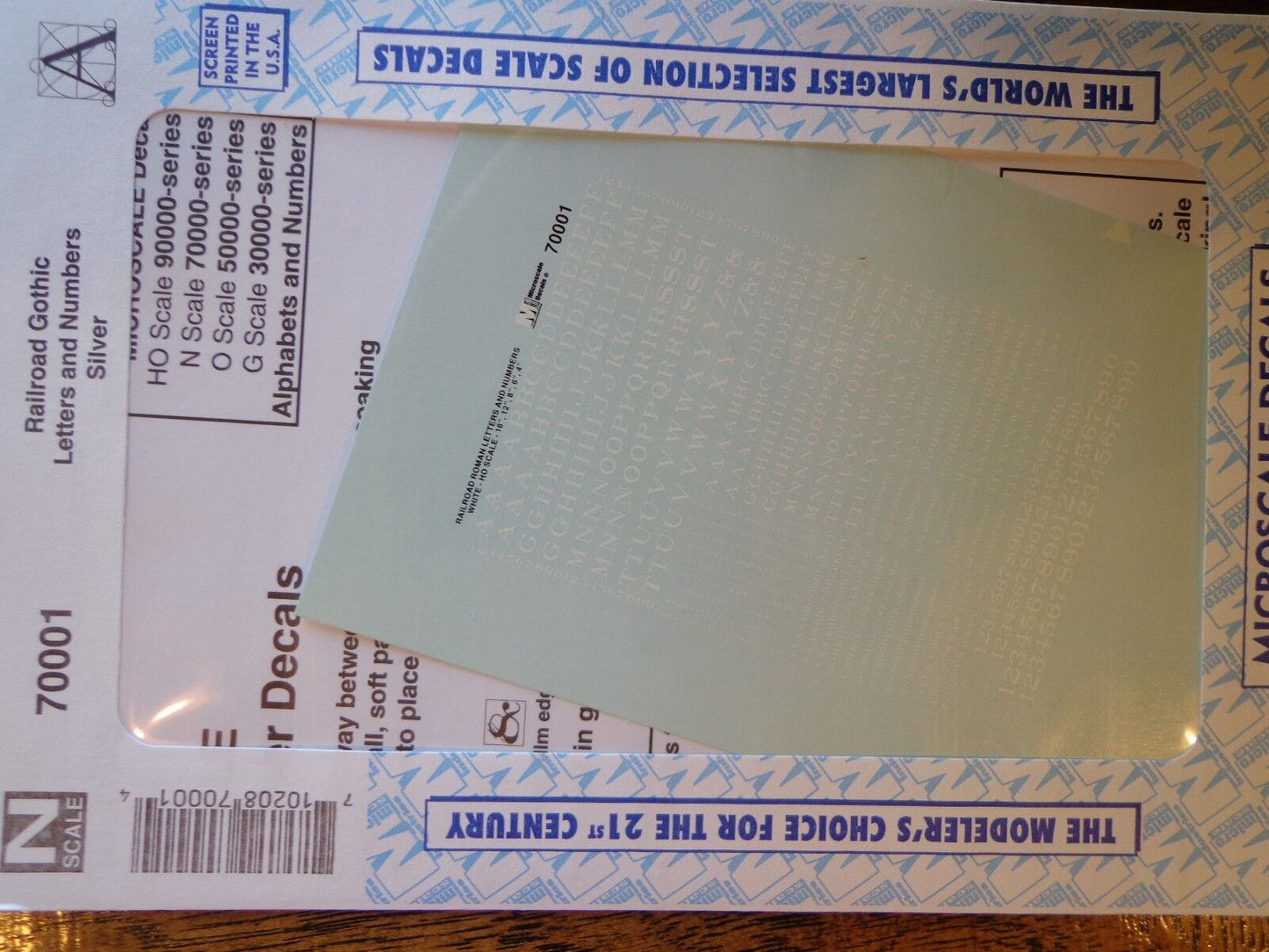Microscale Decal #70001 Railroad Roman - Standard - White- Dimensions are: