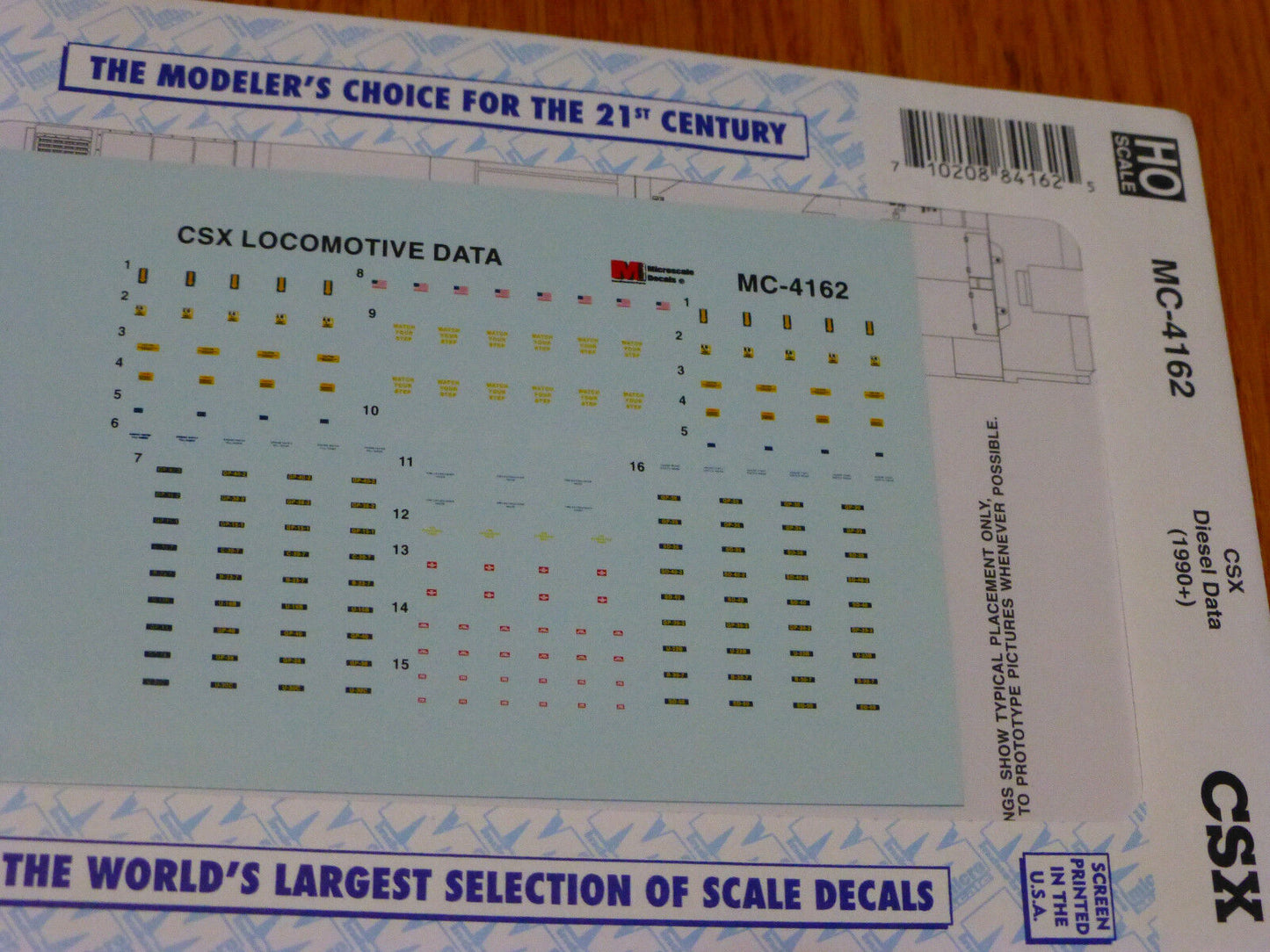 Microscale Decal HO #MC-4162 CSX Diesel Data 1990+