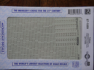 Microscale Decal HO #87-1089 Pullman Cars Passenger Car - Sleeper and Tourist C
