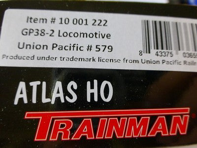 Atlas TM HO #10001222 Union Pacific Diesel EMD GP38-2 Locomotive Road #579