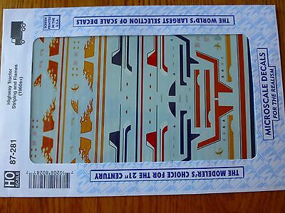 Microscale Decal HO #87-281 Highway Tractor Stripes & Flames