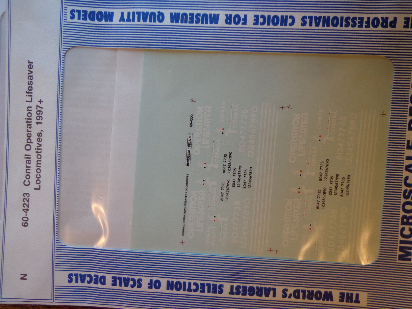 Microscale Decal N #60-4223 Conrail (CR) Diesel - Operation Lifesaver Dates:199