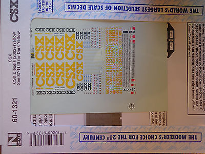 Microscale Decal N #60-1321 CSX Diesels (2002+)-Yellow-see 60-1180 for Darker Y