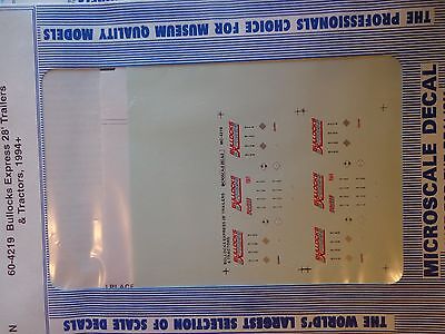 Microscale Decal N #60-4219 Bullocks Express Trailer - 28' - Tractor Dates:1994