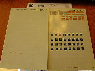 Microscale O #48-660 Freight Car Data Railroad Roman White (2 Sheets in this set