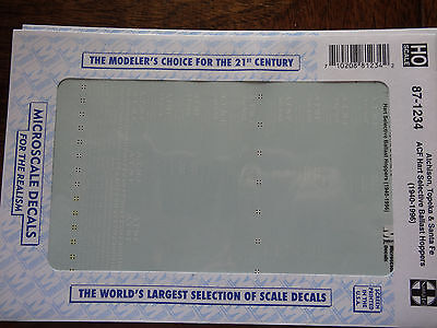Microscale Decal HO #87-1234 Santa Fe Hart Ballast Hopper Cars