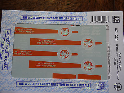 Microscale Decal HO #87-1224 B&O Time Saver Service Boxcars