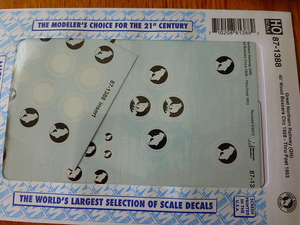 Microscale HO #87-1388 Great Northern Railway (GN) 40' Wood Boxcars Circ 1928