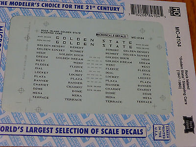 Microscale Decal HO #MC-4104 Rock Island Passenger Car - Golden State Sleeping