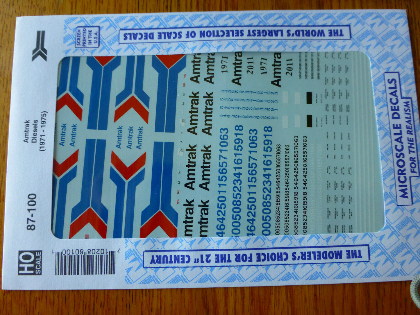Microscale Decal HO #87-100 Amtrak Diesels (1971-1975) Amtrak Phase I - E, F, S