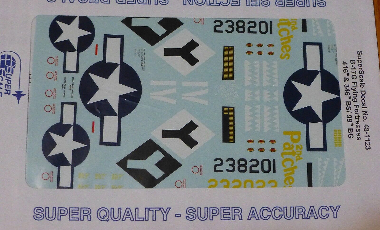 Microscale Decal 148 Scale 481123 / B17G Flying Fortresses, 416th