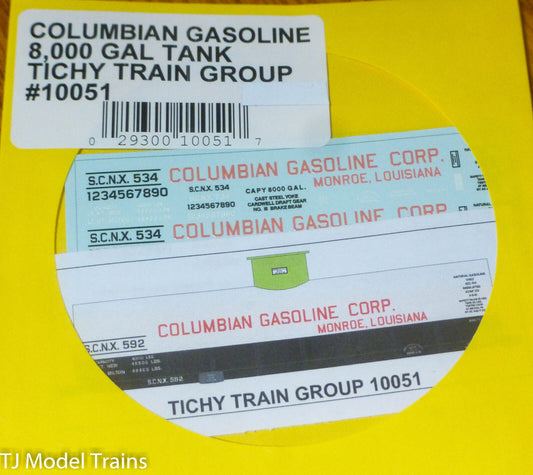 Tichy Train Group #10051 Decal for: Columbian Gasoline 8,000 Gal Tank (HO Scale)