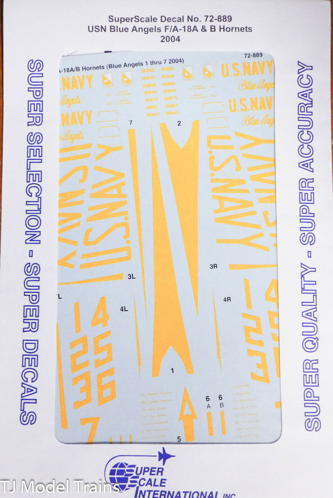 Microscale Decal  #72-889 USN Blue Angles F/A-18A & B Hornets 2004 (Decal)