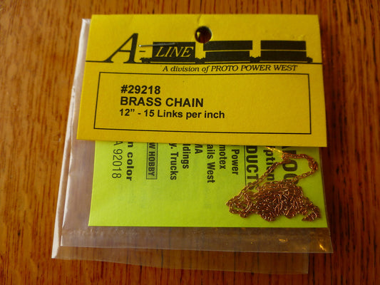 A-Line HO #29218 Brass Chain - 12" 30.5cm -- 15 Links Per Inch