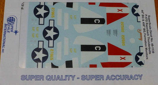 Microscale Decal 1:48 Scale #48-1139 / P-47D Razorback Thunderbolts: 44th BG &
