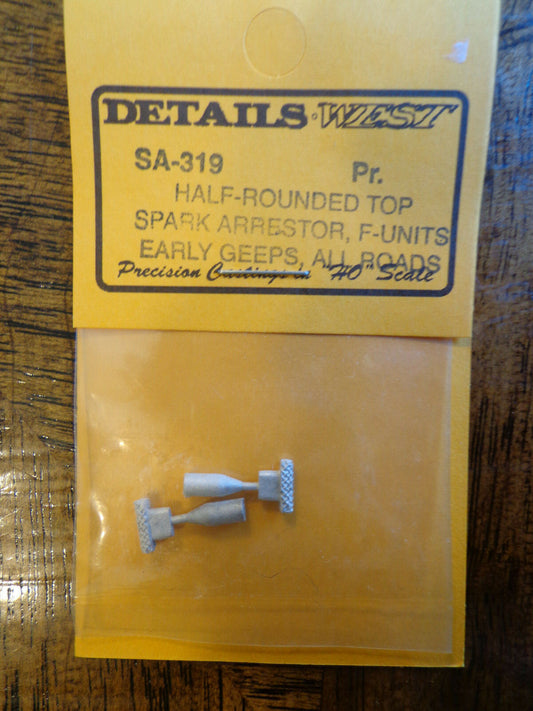 Details West HO #319 Spark Arrestors (Unpainted Metal Castings; 1 Pair)