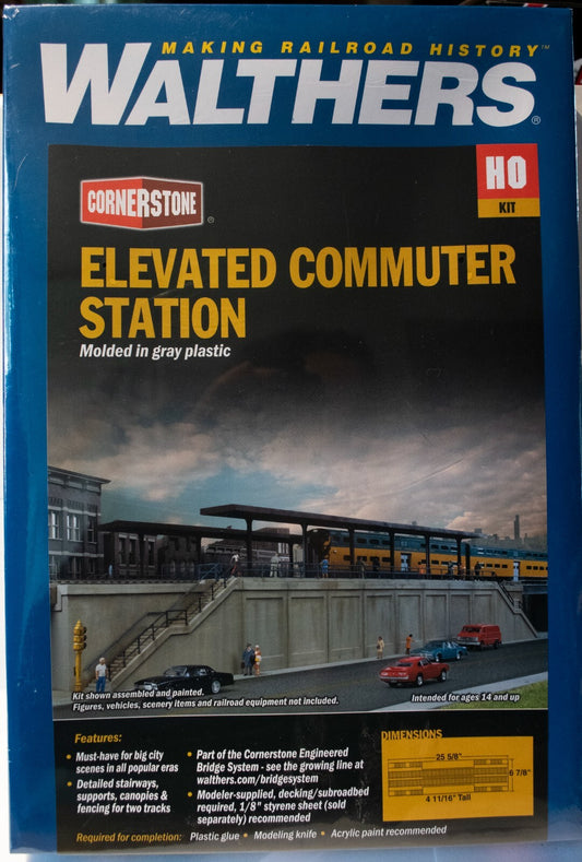 Walthers HO #933-4563 Elevated Commuter Station -- Kit - 20-1/2 x 6-7/8 x 4-11/1