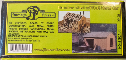 Durango Press HOn3 #29 Handcar Shed w/Car - Kit -- 2 x 3" 5 x 7.7cm