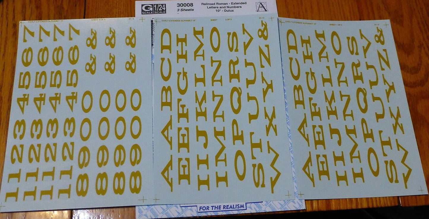 Microscale Decal #30008 Alphabets - Extended Roman - 13/32" - Dulux (Imitation