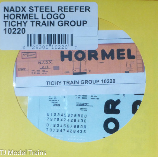 Tichy Train Group #10220 Decal for: Hormel NADX 40' Steel Reefer (orange Car, La