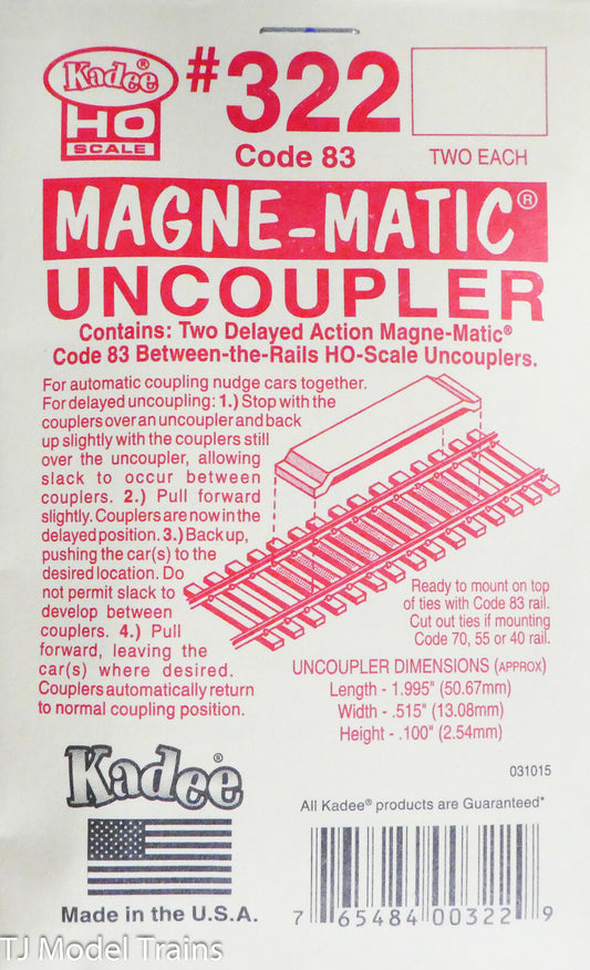 Kadee HO #322 Permanent Magnet Delayed Uncoupler -- Code 83 1 Pair