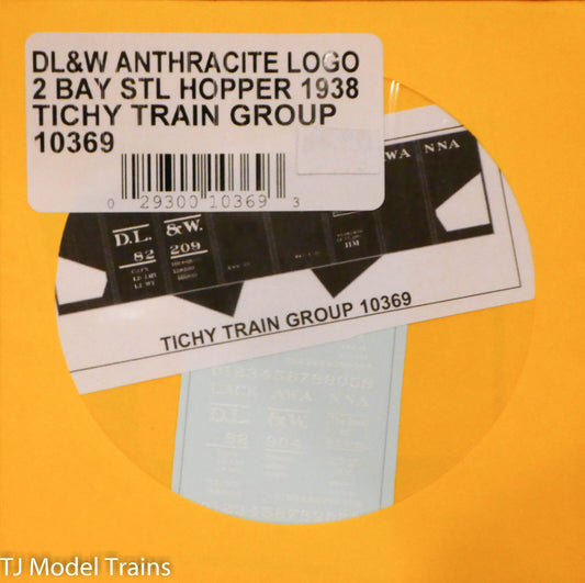 Tichy Train Group HO #10369 DL&W Anthracite Logo, 2 Bay Stl Hppr (1938) (Decal)