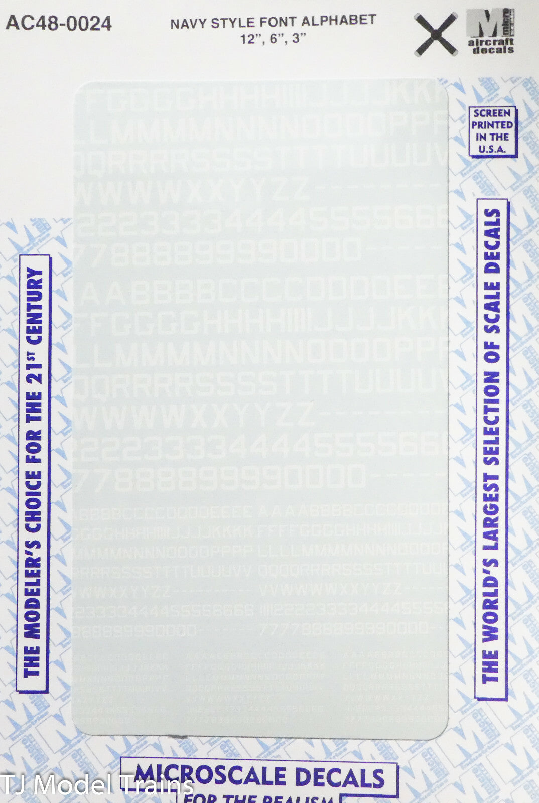 Microscale Decal #AC48-0024 Navy Style Font Alphabet 12",6",3" (1:48th Scale)