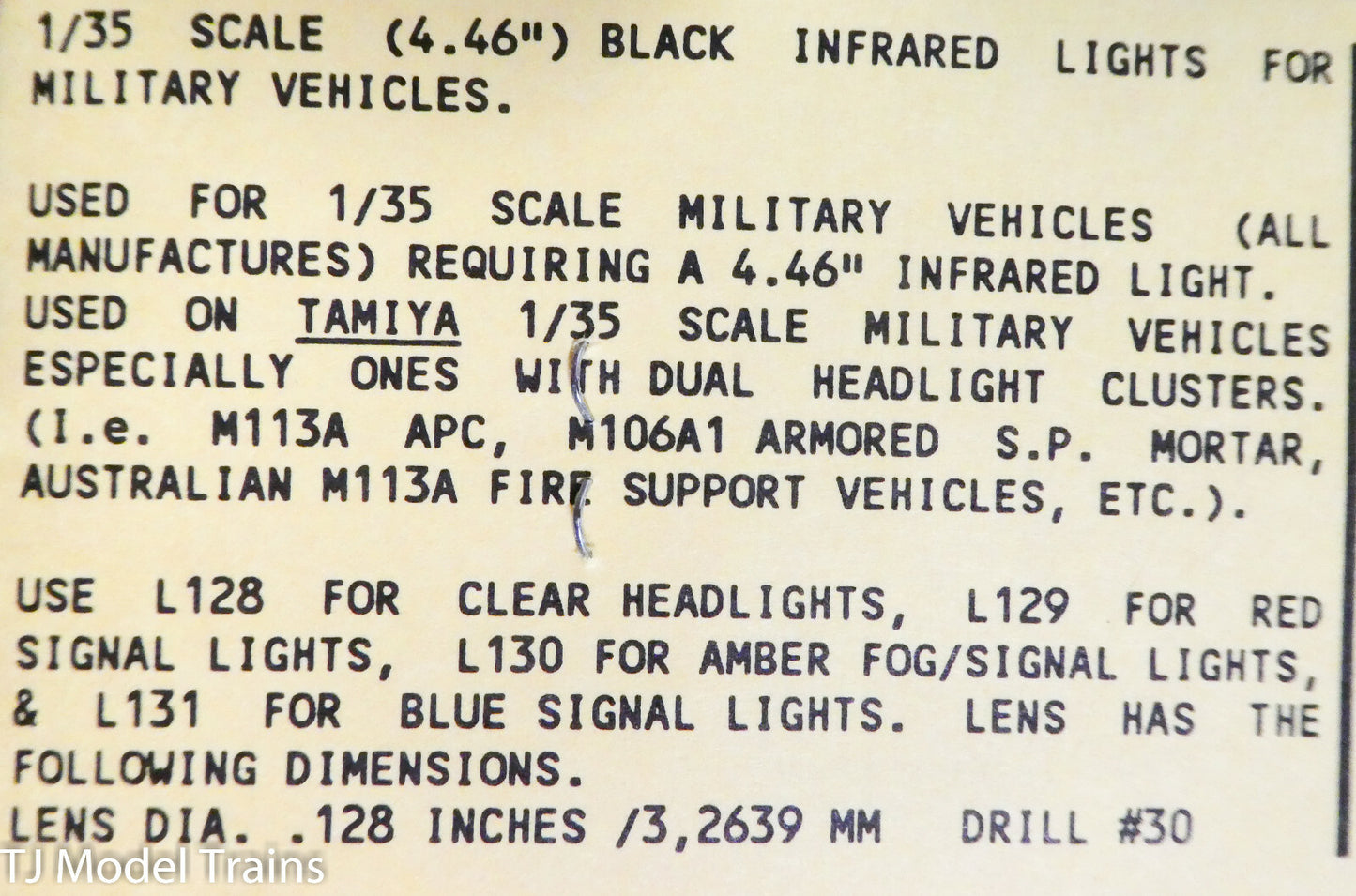 M.V. Products #132 (1/35 Scale) 4.46" Black Infrared Lights for Military Vehicle