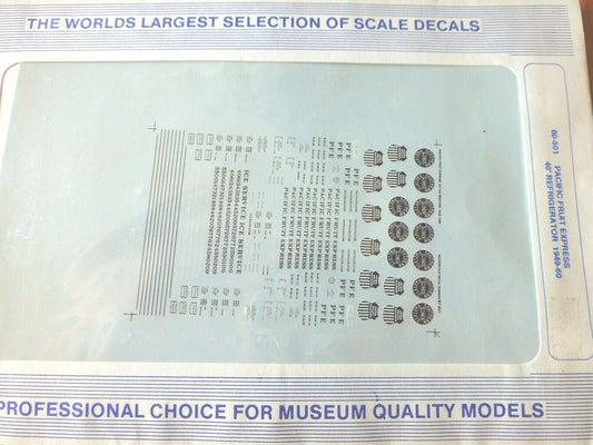 Microscale Decal N  #60-501 PFE-Refrigerator Car-Ice-40'-1950-1960