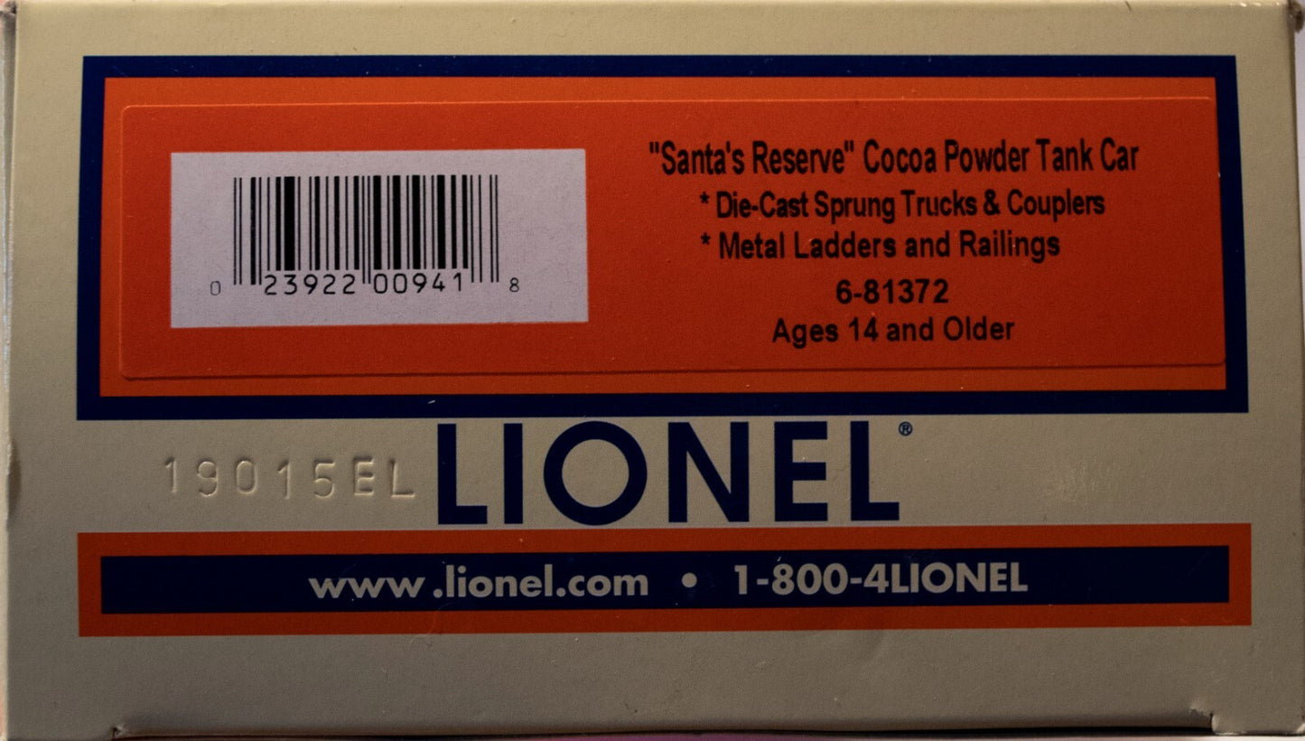 Lionel O Scale  #6-81372  SANTA'S RESERVE COCOA TANK CARS