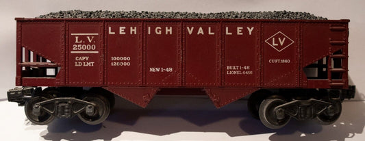 Lionel (#38 No Box) O Scale #25000 LEHIGH VALLEY 25000 MAROON 2-BAY HOPPER