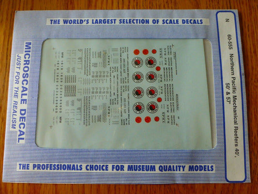 Microscale Decal N  #60-555 Northern Pacific "Refrigerator Car - Mechanical - 40
