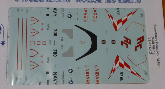 Microscale Decal 1:72 Scale #72-893 / S-3B Vking, VS-22 CAG