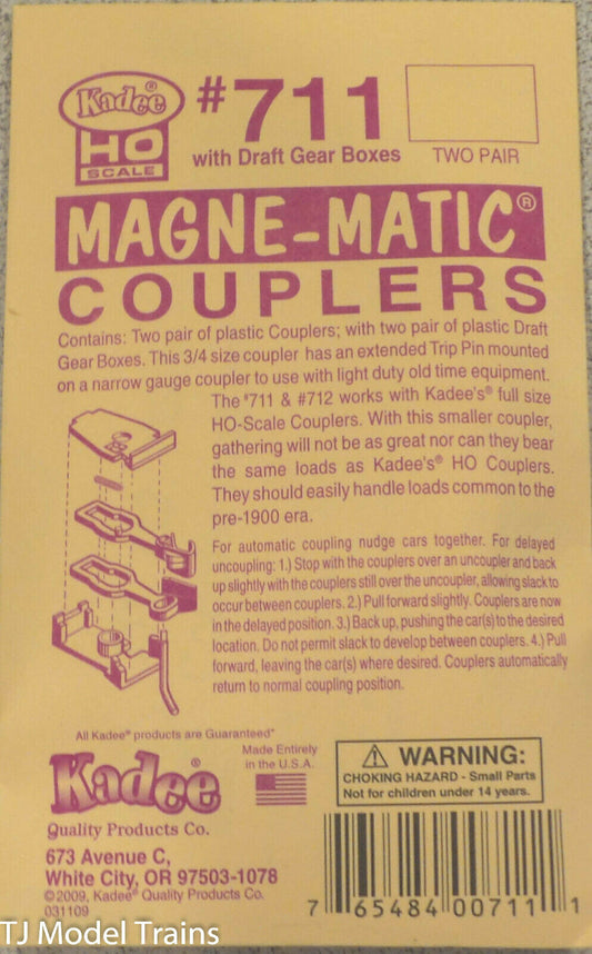 Kadee HO #711 Old-Time Couplers (Two Pair in Package)