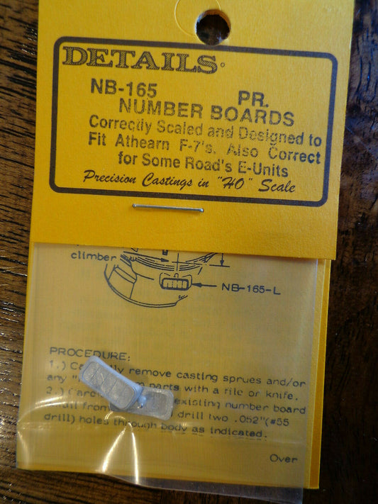 Details West HO #165 Auxiliary Numberboards for Switchers - For F7 A-Units