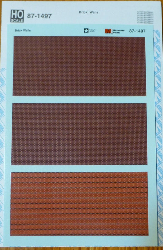 Microscale Decal HO #87-1497 Brick Walls ( Common & Strecher patterns)