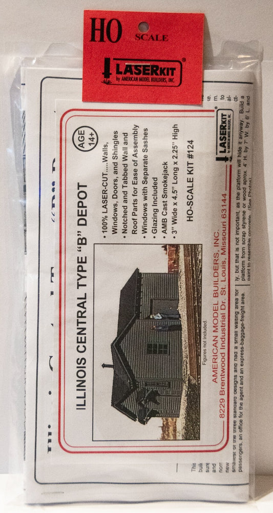 American Model Builders, Inc HO #124 Illinois Central Type B Depot -- 3 x 4-1/4"