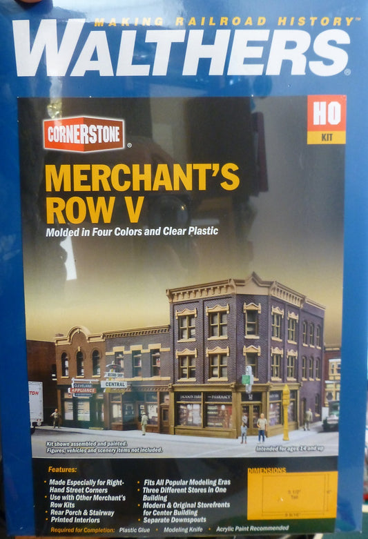Walthers Cornerstone HO #4041 Merchant's Row V -- Kit - 10-1/2 x 6-7/8 x 5-5/16"