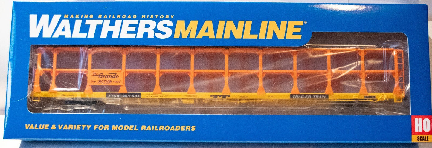 Walthers HO #910-8206 89' Flatcar w/Tri-Level Open Auto Rack - Ready to Run -- D