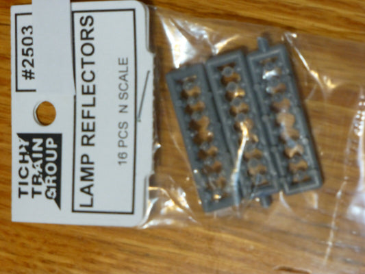 Tichy Train Group N #2503 Lamp Reflectors (Gray Plastic, Nonworking; pkg(16)