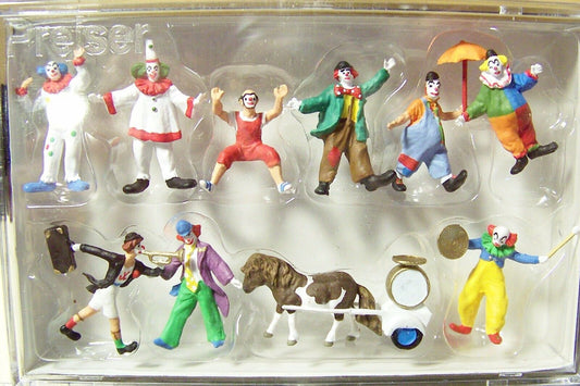 Preiser HO #20258  - Circus Clowns with Pony Figures (Set of 10)