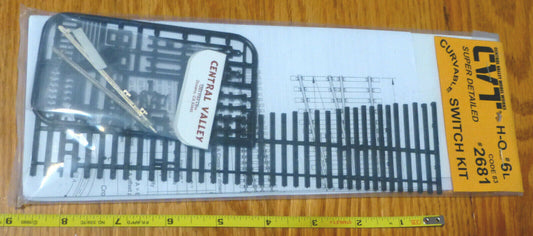 Central Valley HO #2681 Curvable Switch #6 for: Code 83 (Kit form) Brown Ties