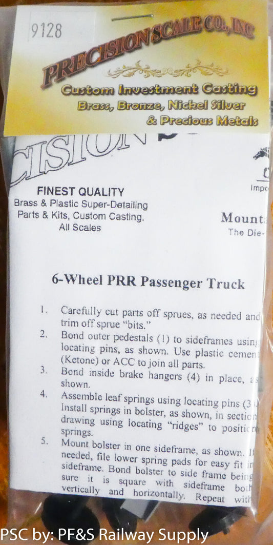 Precision Scale O #9128 Trucks, PRR 3D-5P2 3-Axle Kit, Used on Head End Equipmen