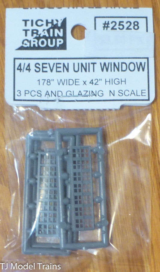 Tichy Train Group #2528 (N Scale) 4/4 Seven Unit Windows (3 pcs in pkg) Plastic