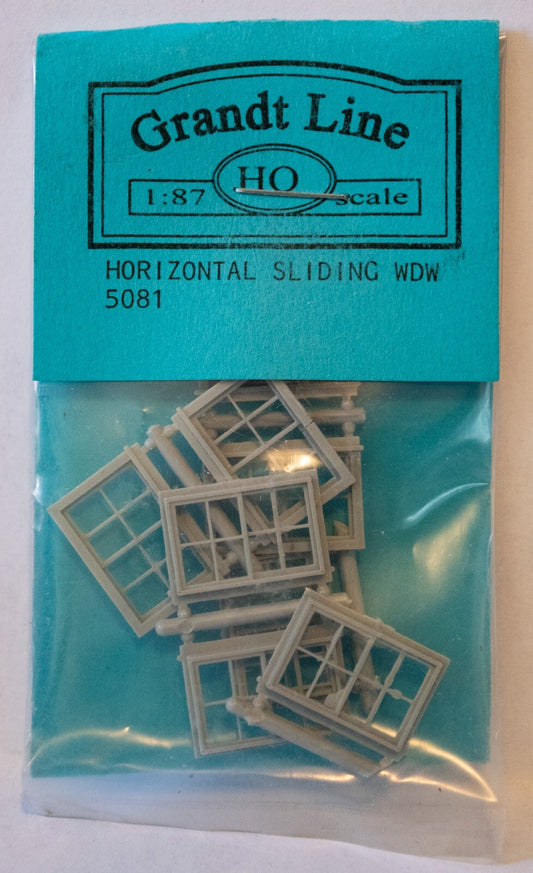 Grandt Line HO #5081 Window -- Horizontal Sliding Type Scale 52 x 33" pkg(8)