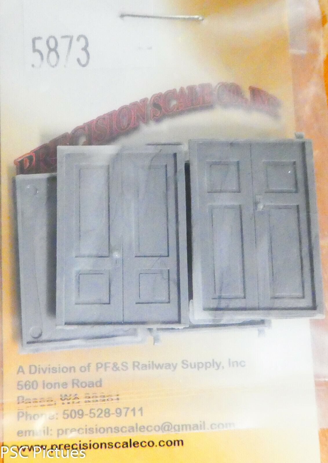 Precision Scale HO #5873 Door w/Frame, Double, 2-Panel Stardard, 54" Plastic