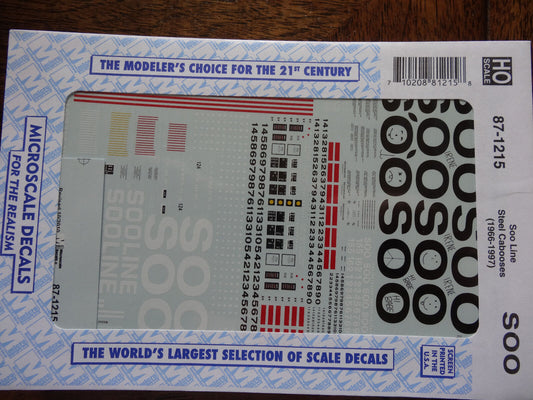 Microscale Decal HO  #87-1215 SOO Line Cabooses